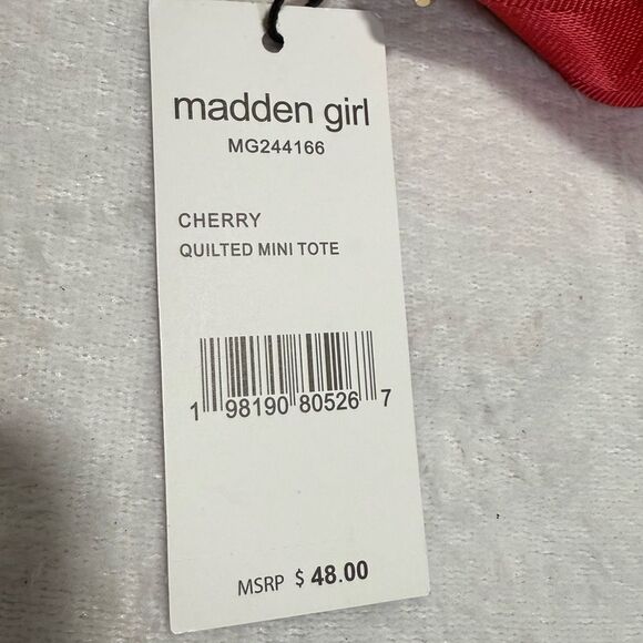 Madden Girl Cherry Hearts Red Quilted Handbag - Picture 8 of 11